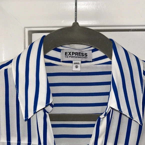 Express Two Pocket Portofino Button Down Striped - Picture 3 of 7